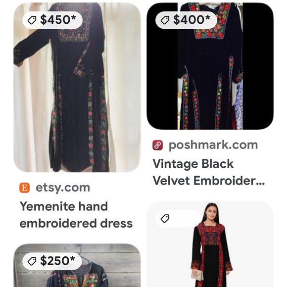 Vintage 60’s Boho Renaissance-Styled Black Velvet Dress Floral Embroidery Panels - Picture 16 of 16